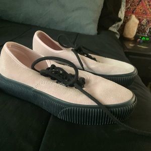pink suede platform vans worn once